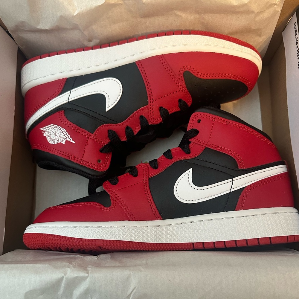 Jordan Air 1 Mid Black White Red Sneakers